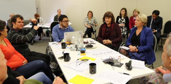 Minister Nicky Wagner listens to members of the co-design group